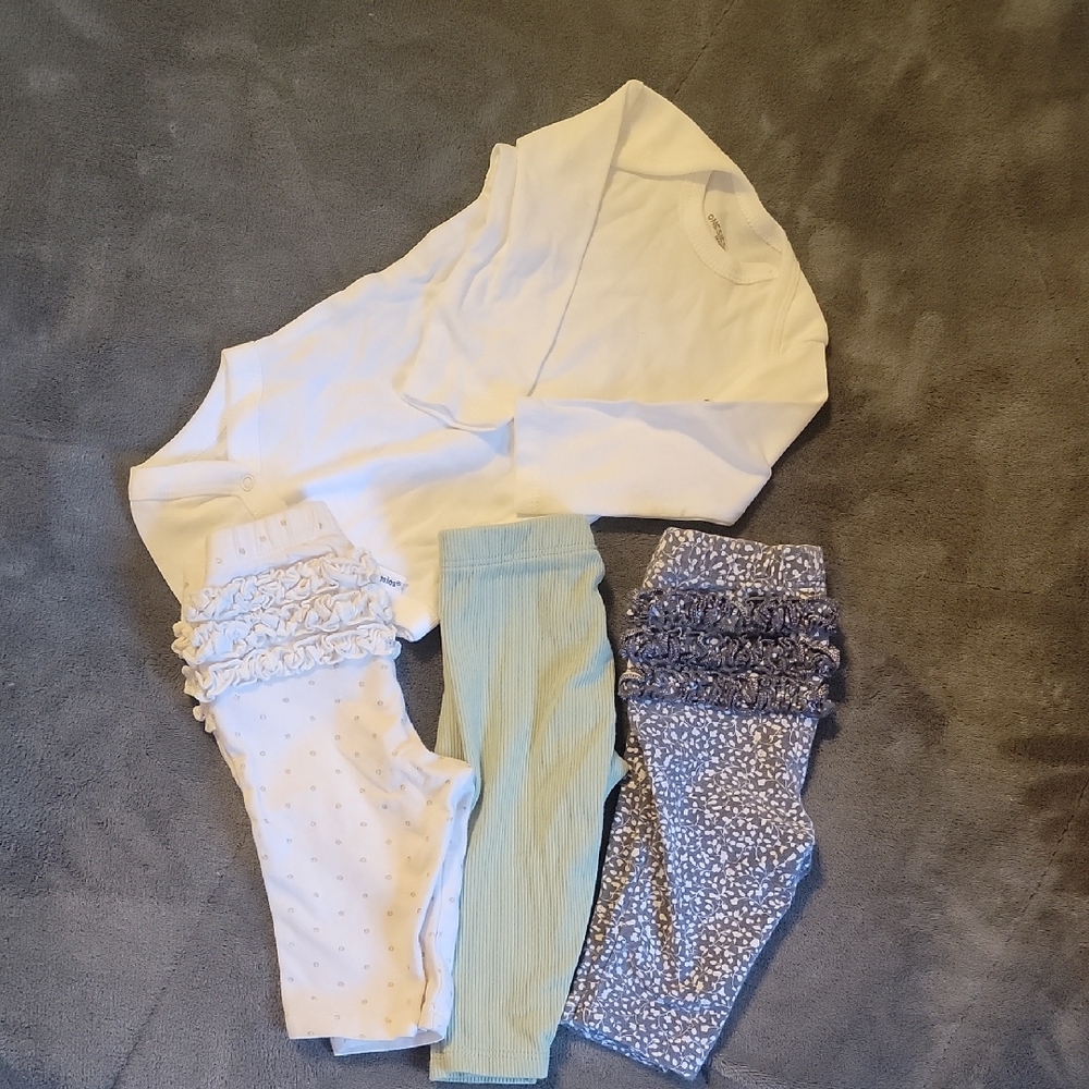 Old Navy Kids Leggings Set - White, Green, Blue